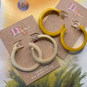 Organic Tagua Nut Open Hoop Earrings Yellow Ivory